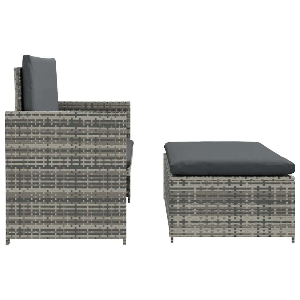 Set Divani da Giardino 2 pz con Cuscini in Polyrattan Grigio 44483