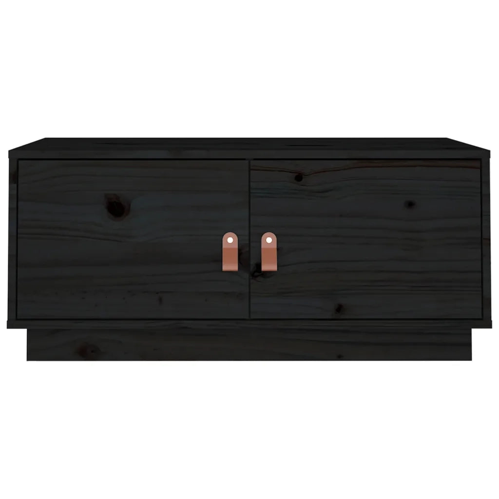 Tavolino da Salotto Nero 80x50x35 cm in Legno Massello di Pino 818254