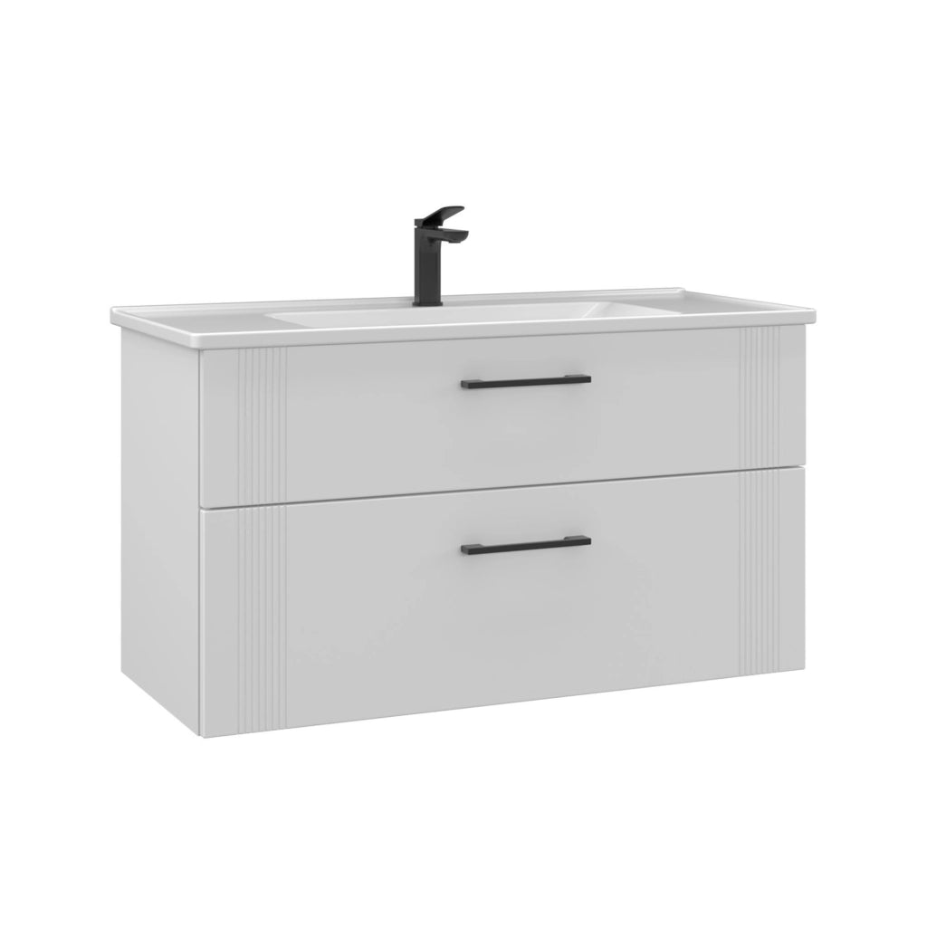 Mobile lavabo "Bari 100 v2" - 100 x 45 x 55 cm - Bianco opaco