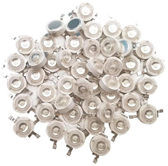 Sorgente di Luce a LED ad Alta Potenza 3W - Luce per la Coltivazione - Adatto per Hydrocultura - Blu Reale - 50 pezzi - Per Acquario e Crescita
