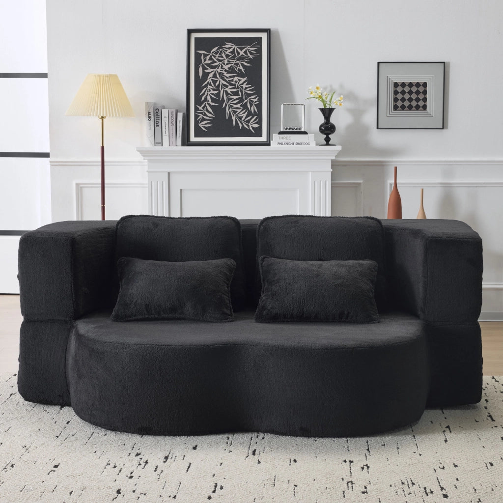 Divano Letto Pieghevole ¨C MINIMAL ¨C Nero, Flanella, Cuscini