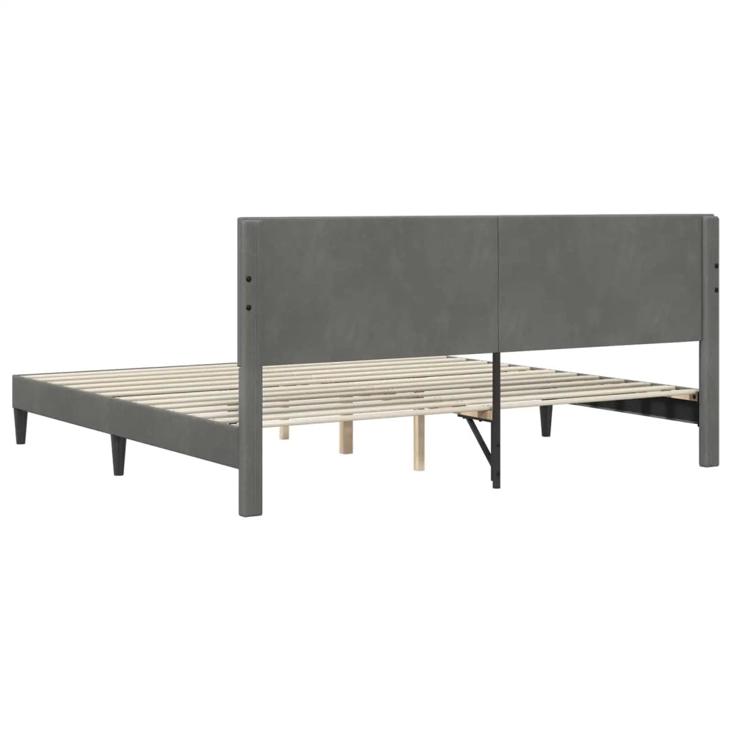 Struttura del letto-Giroletto Grigio Scuro 200 x 200 cm Velluto 762165