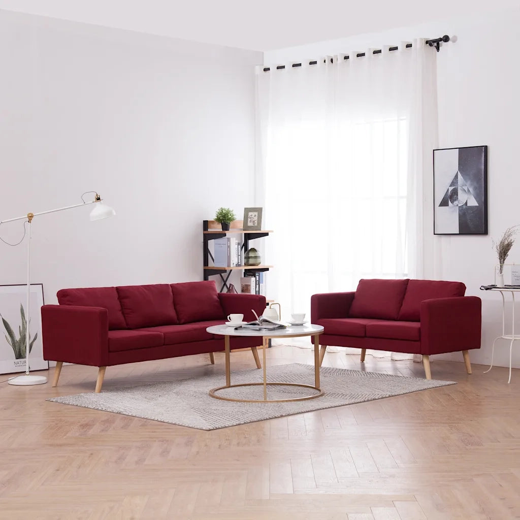 Set Divani 2 pz in Tessuto Rosso Vino 276857