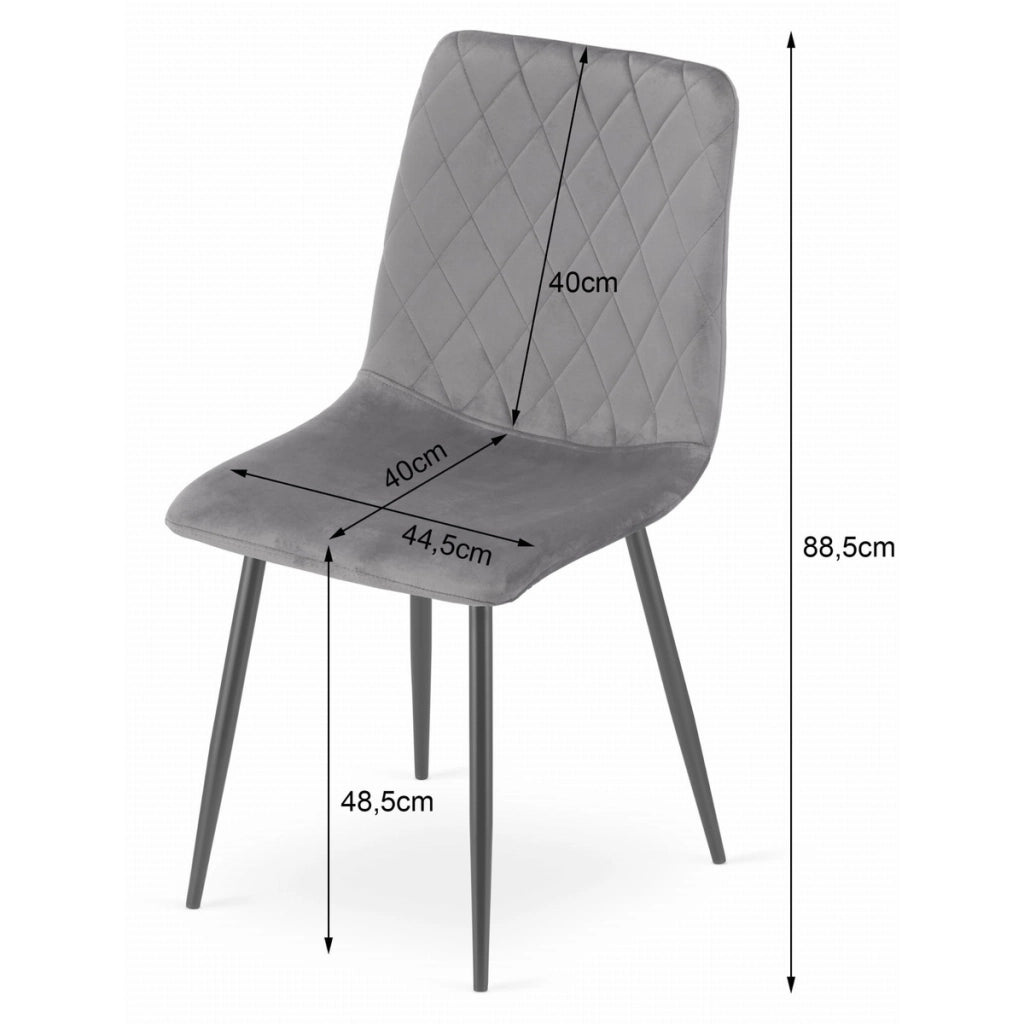 Sedia Turin in velluto blu notte con gambe nere