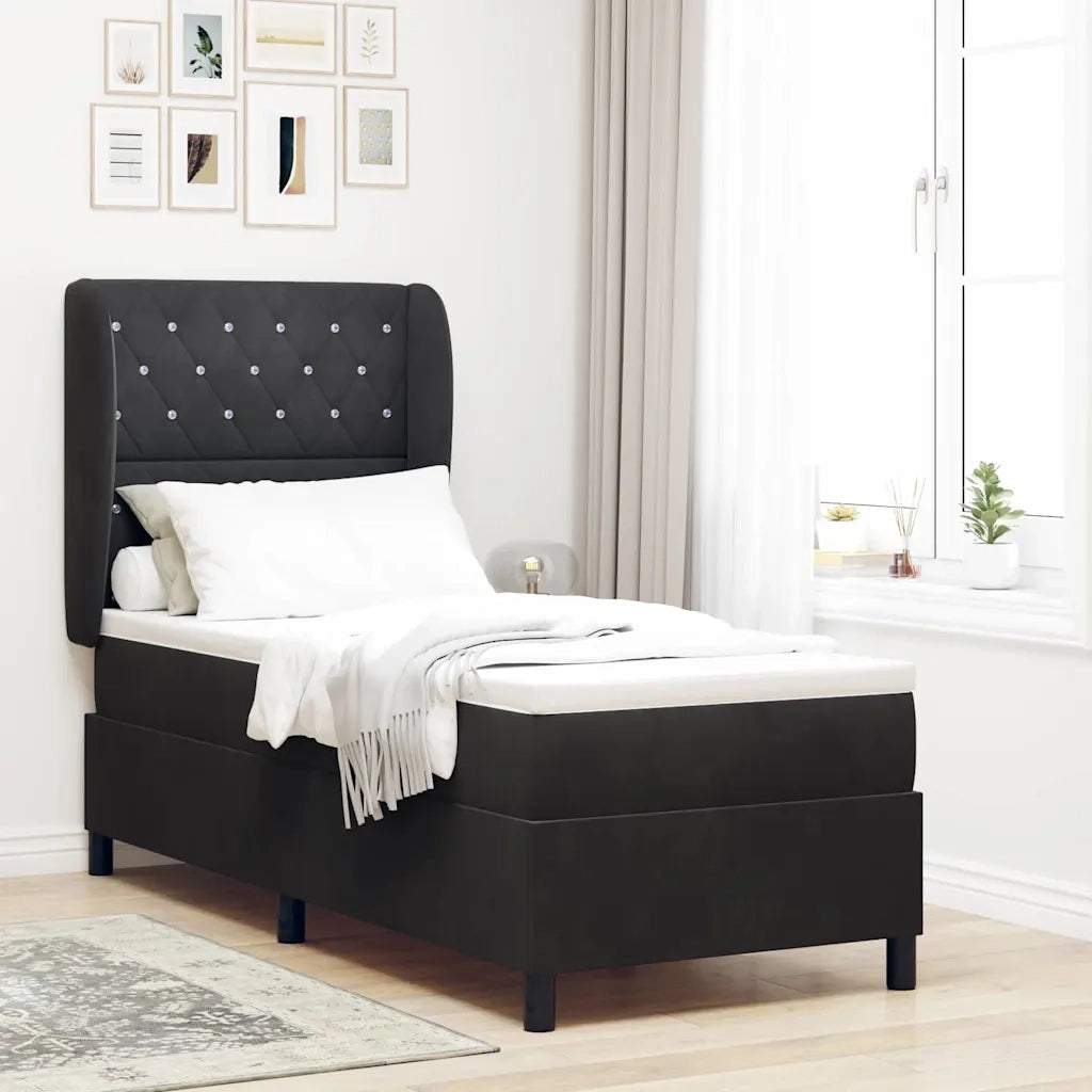 Letto a molle con materasso Nero 200 x 80 cm Poliestere 3340846