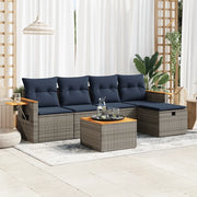 Set Divano da Giardino 6 pz con Cuscini Grigio in Polyrattan 3325967
