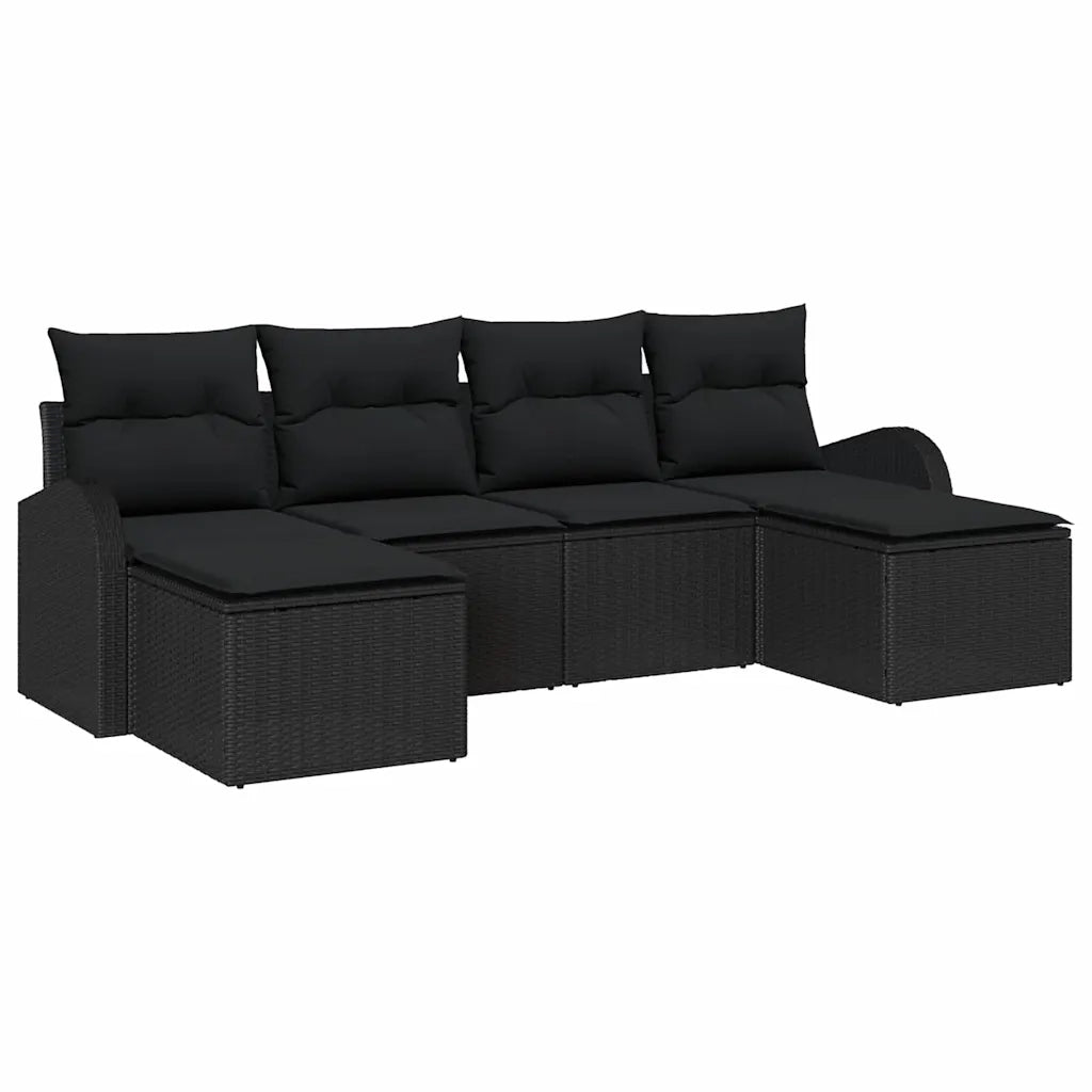 Set Divano da Giardino 6 pcs Nero Rattan in Polipropilene 3346153
