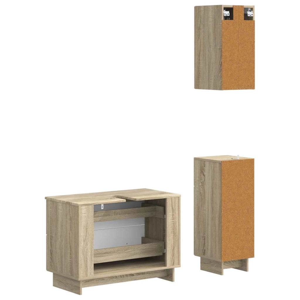 Set di armadietti da bagno in 3 pezzi EDE Rovere Sonoma 3417740