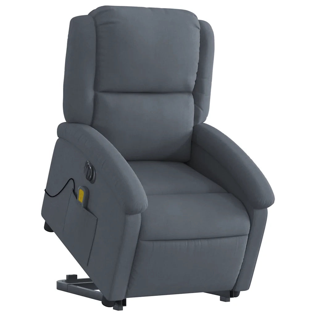 Poltrona Alzapersona Massaggio Elettrica Grigio Scuro Velluto 3204334