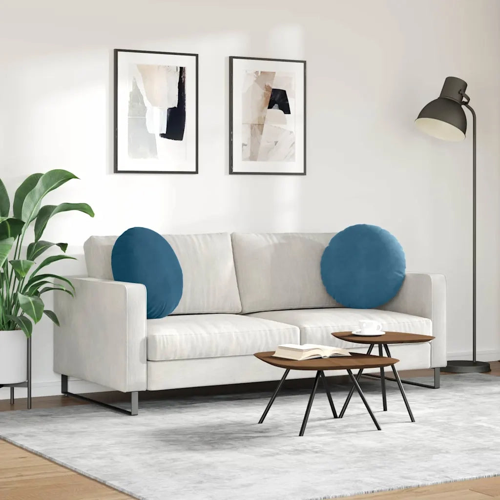 Cuscini per Seduta 2 pcs Blu Ø50 x 19 cm Velluto 42014173