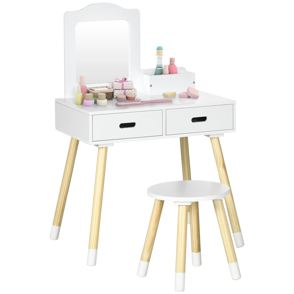 Tocador Bambini con Specchio e Cassetti ¨C Minimal ¨C Bianco 60x40x95cm
