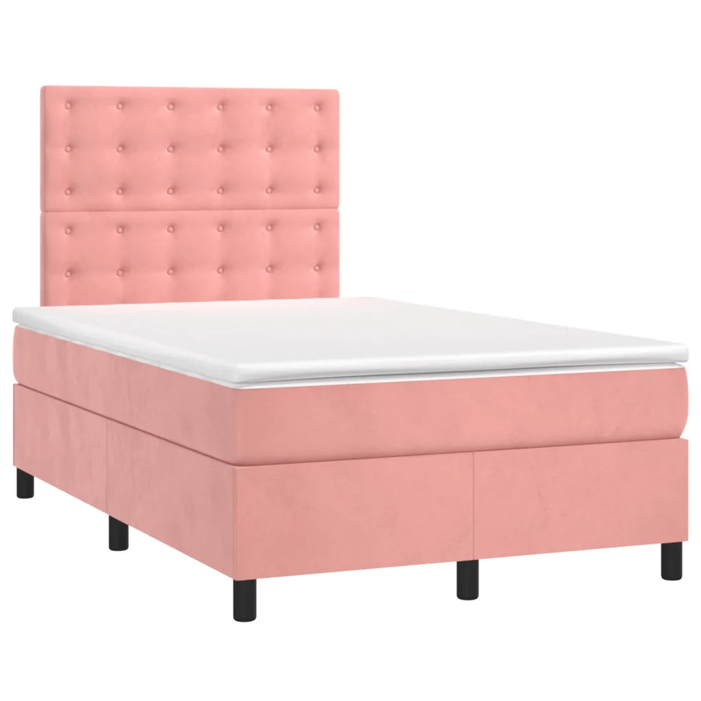 Giroletto a Molle con Materasso Rosa 120x200 cm in Velluto 3143258