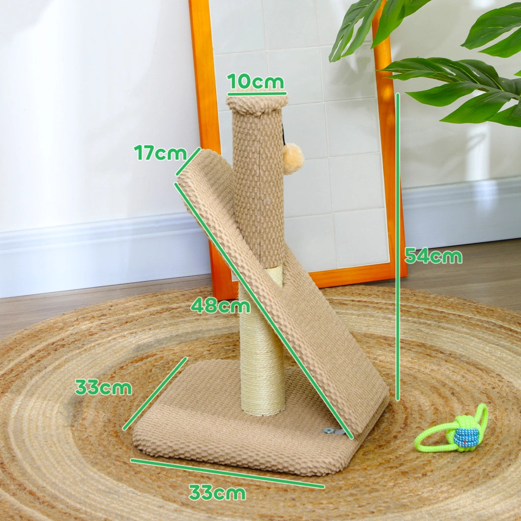 Tiragraffi per Gatti con Palla e Struttura in Sisal ¨C Minimal ¨C Marrone Chiaro 54 cm