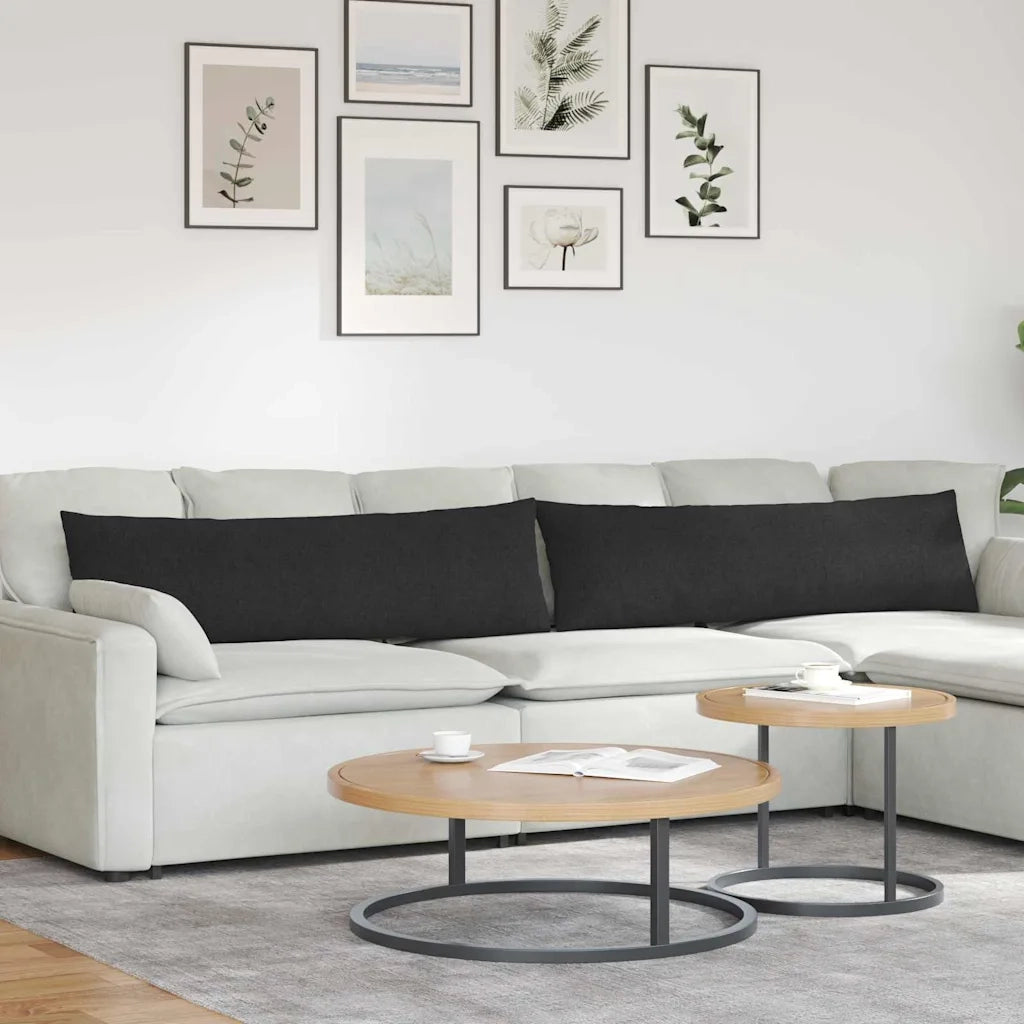 Cuscini da Divano 2 pz-Set di 2 Cuscini per Sofa Nero 145 x 40 cm Tessuto 561283