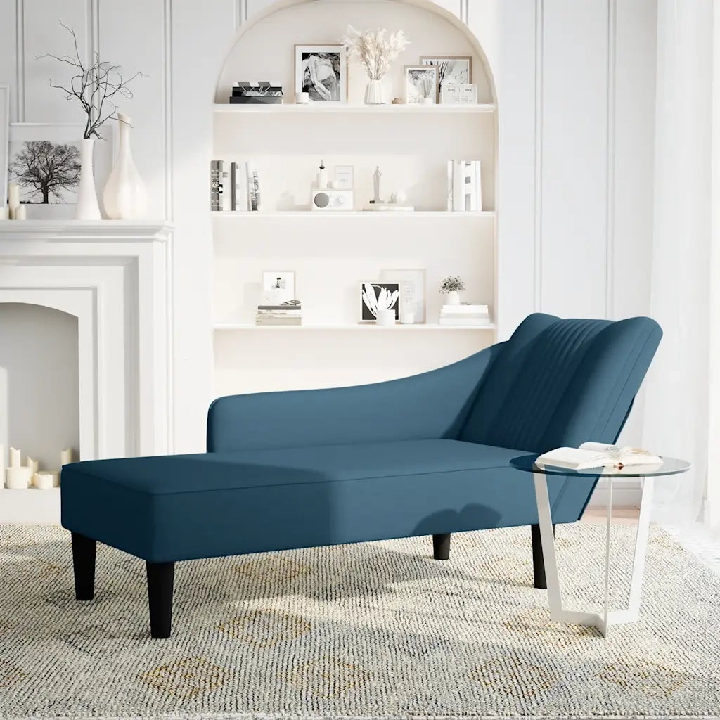 Sdraio con Bracciolo Destro in Velluto Blu 4009791