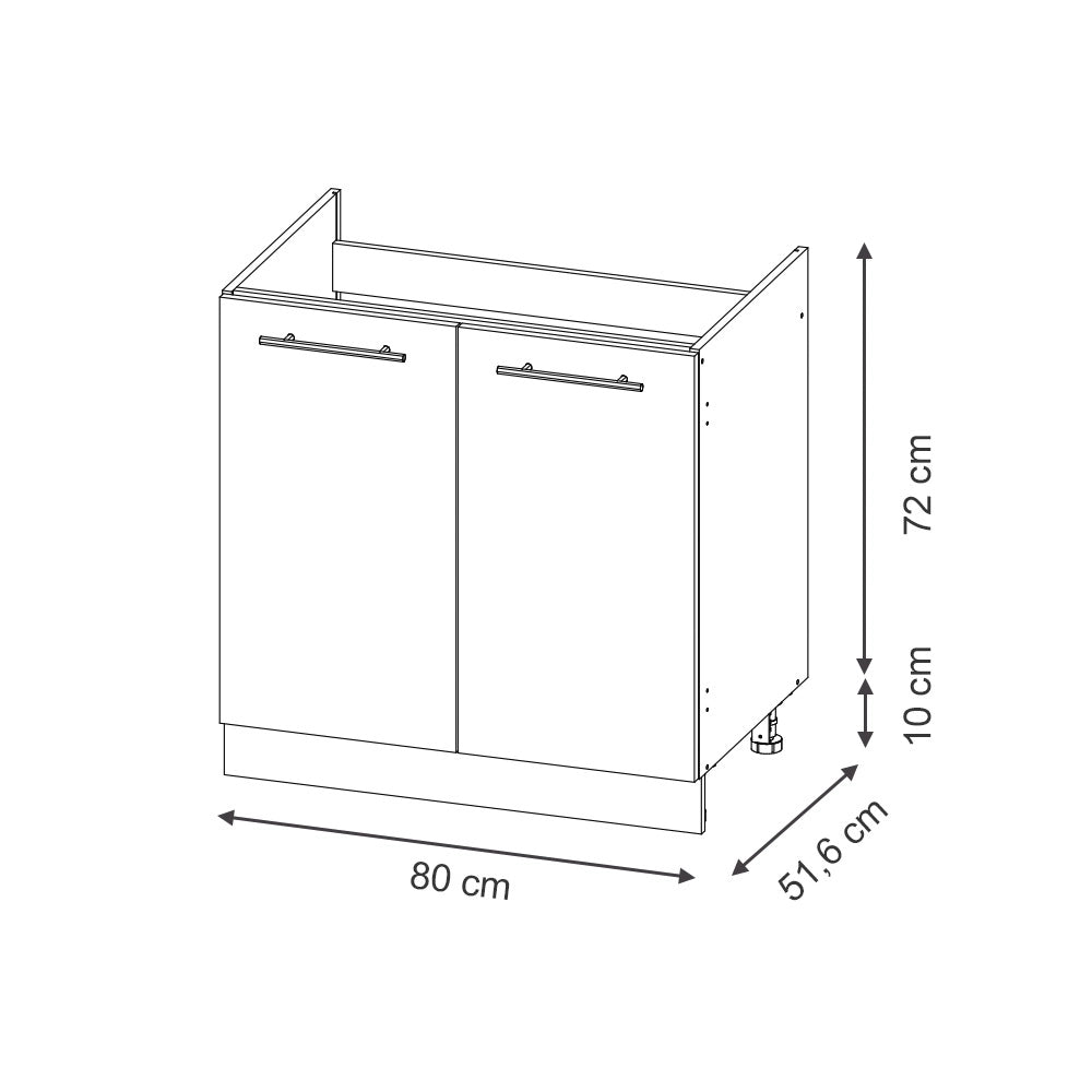 Mobile lavello cucina Fame-Line Blu-grigio chiaro/Bianco 80 cm, PL Antracite Vicco