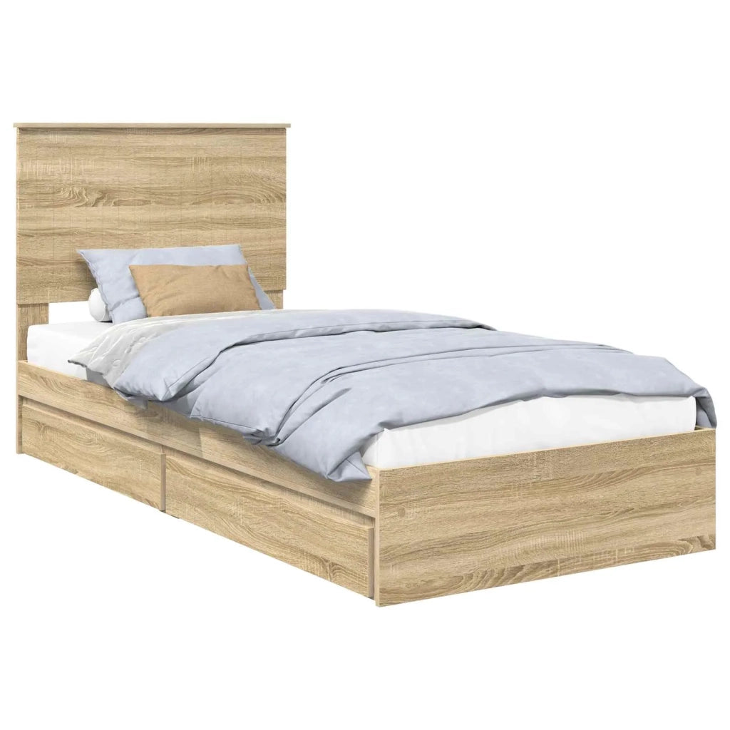 Letto con Contenitore con testiera Rovere Sonoma 90 x 190 cm 3411252