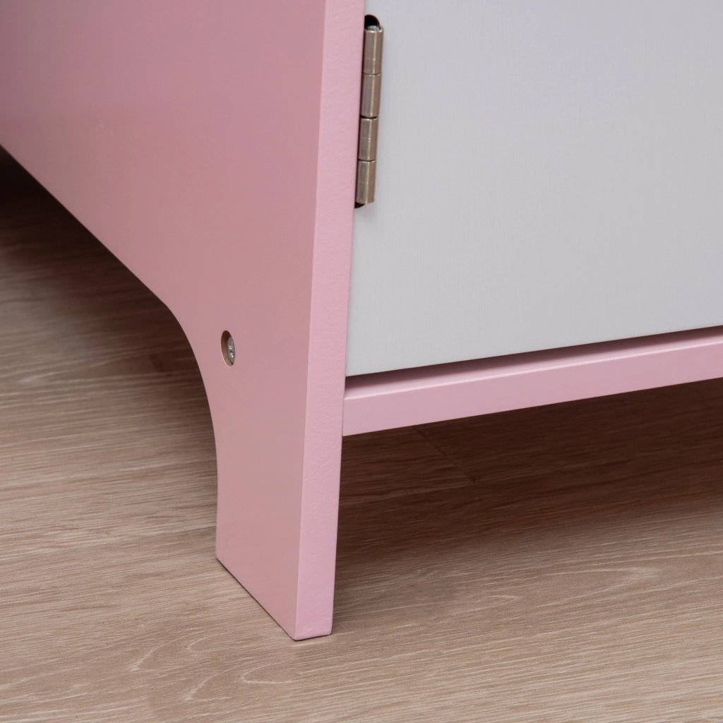 Banco Scuola per Bambini con Sedia in Legno Bianco e Rosa