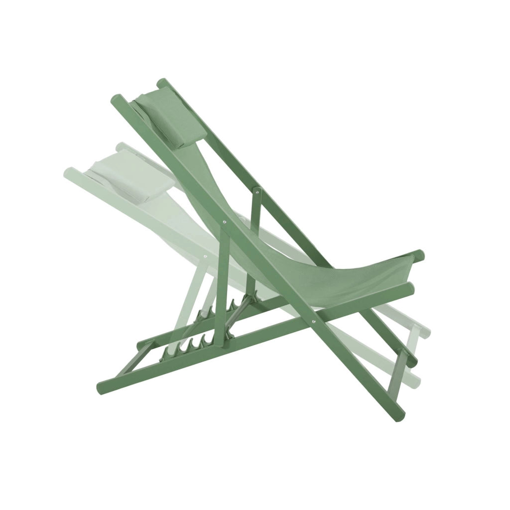 Set 2 lettini prendisole in alluminio multiposizione, verde