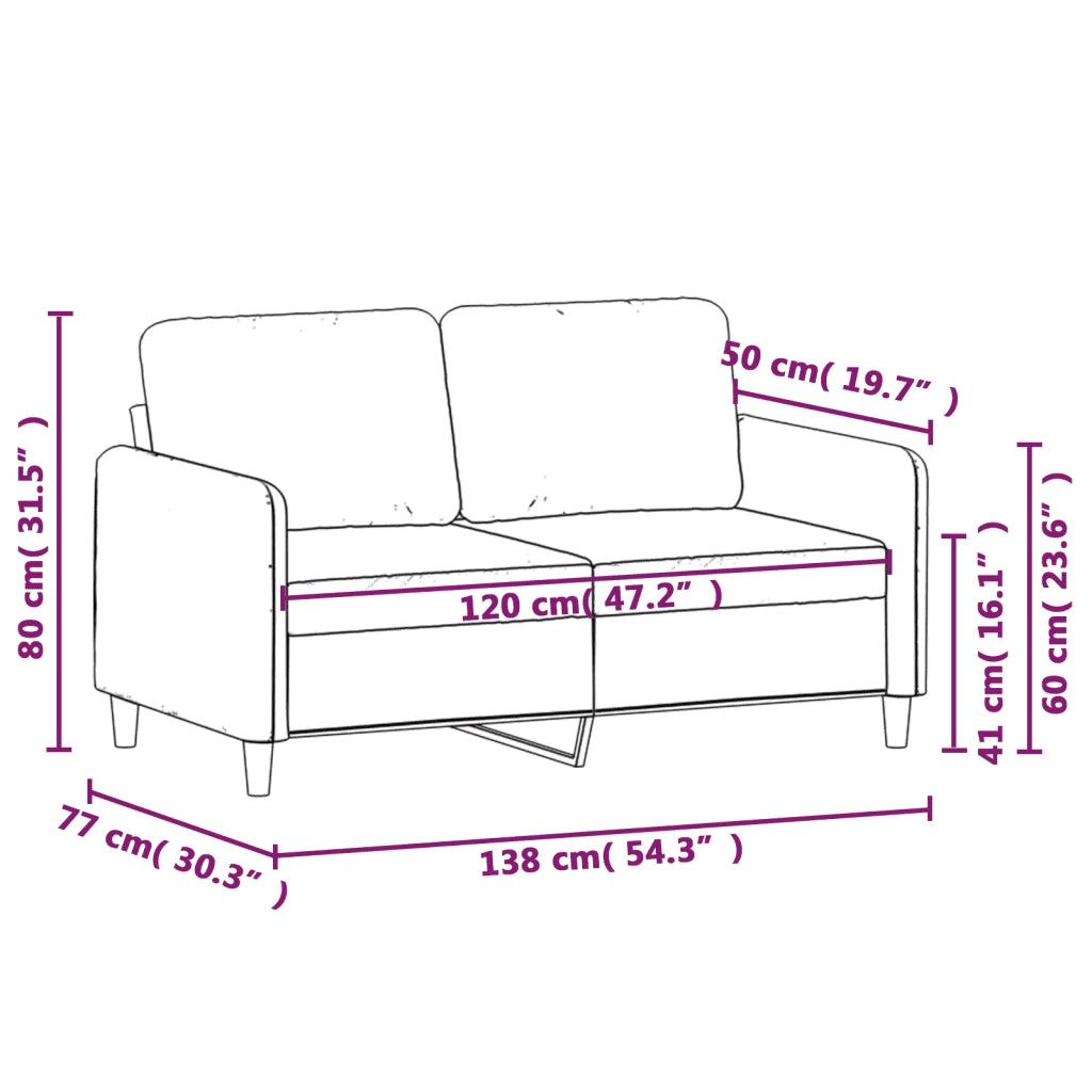 Divano a 2 Posti-Sofa 2 Posti Crema 120 cm in Tessuto 450515
