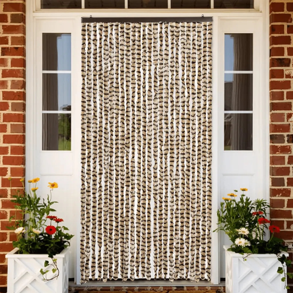 Tenda Antimosche Beige e Marrone 100x200 cm in Ciniglia CFW6384177