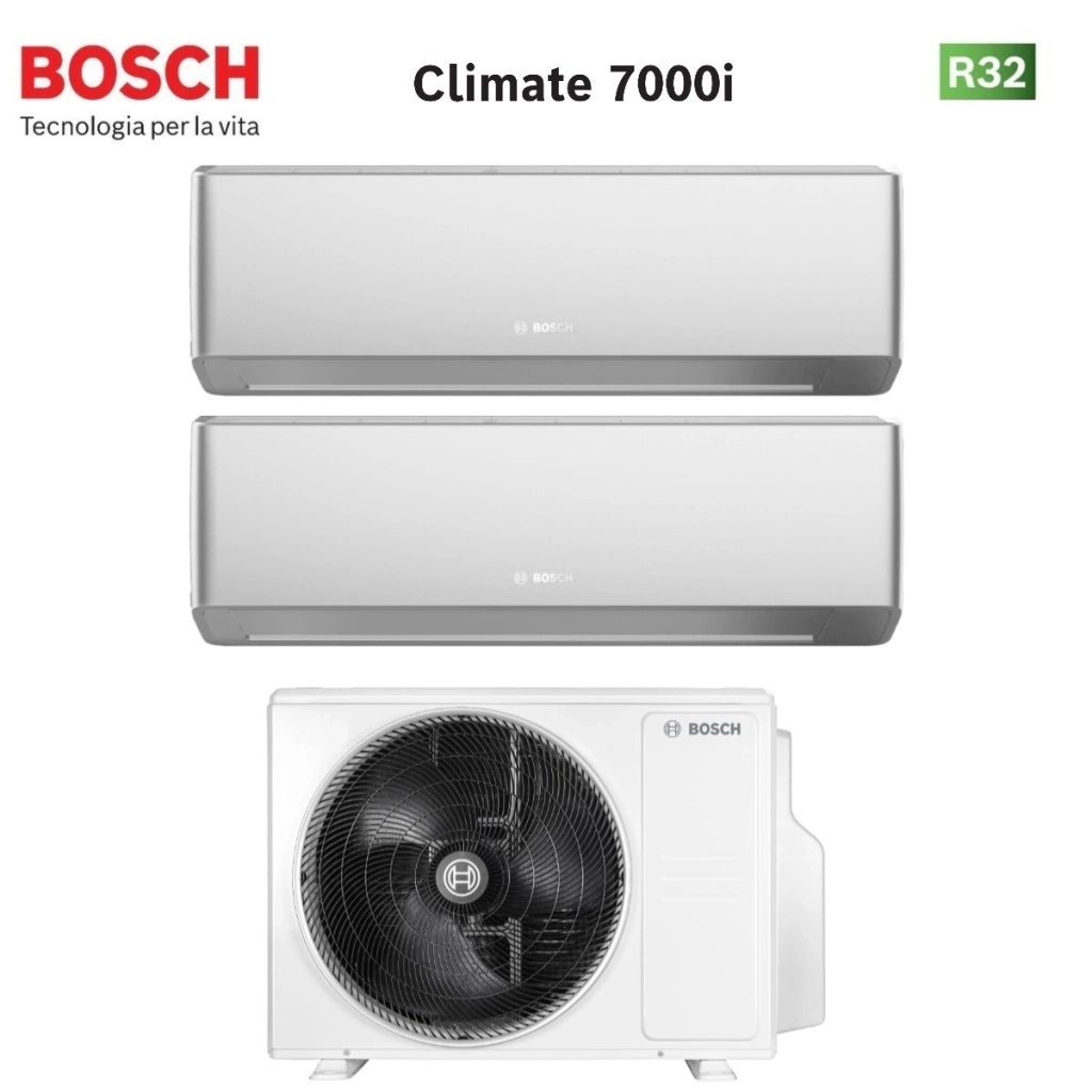 Condizionatore Dual Split Bosch Climate 7000i Silver 9+9 con 5000M 53/2 E R-32 Wi-Fi Integrato