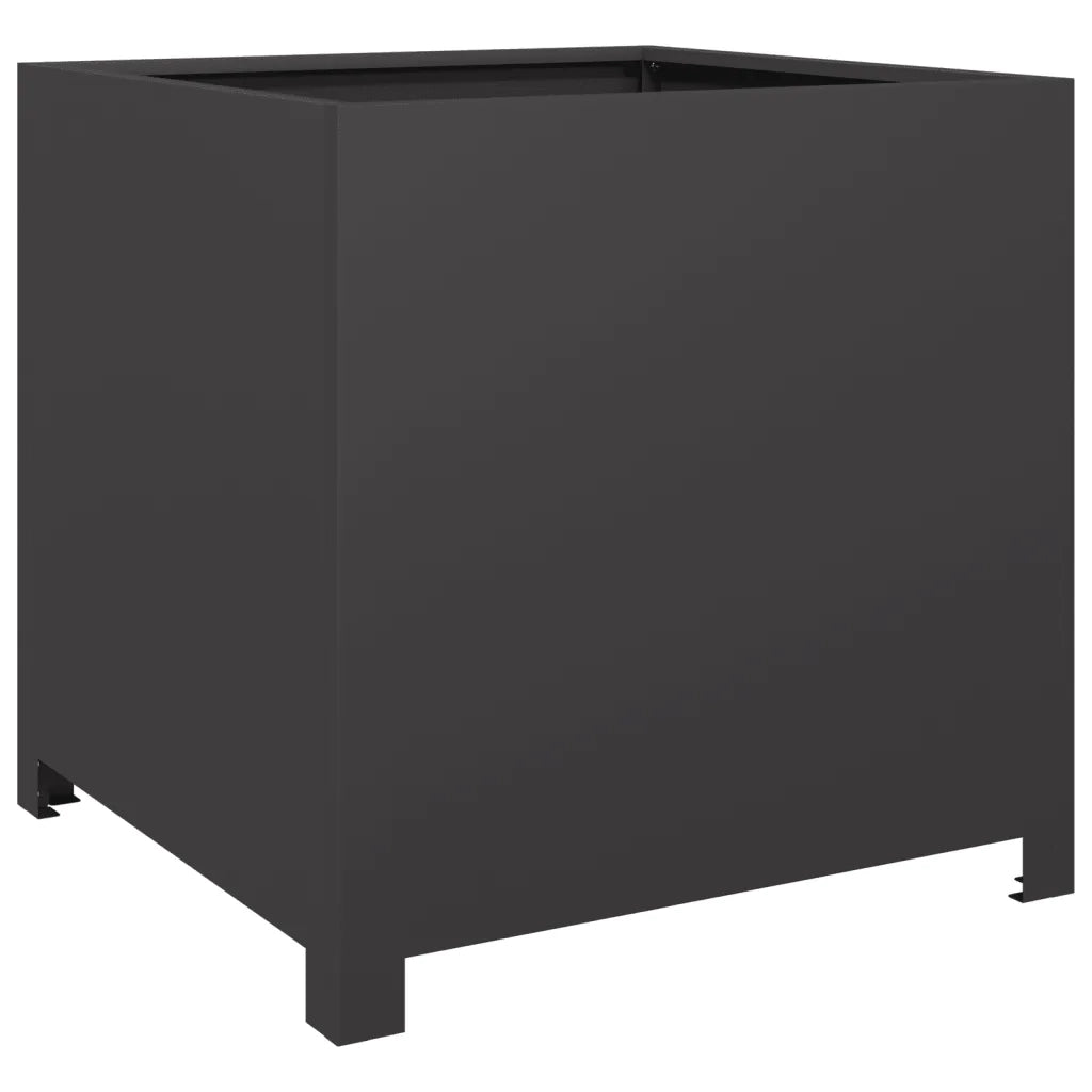 Fioriera da Giardino-Vaso da Esterno-Contenitore per Piante Nera 50x50x50 cm in Acciaio 102394