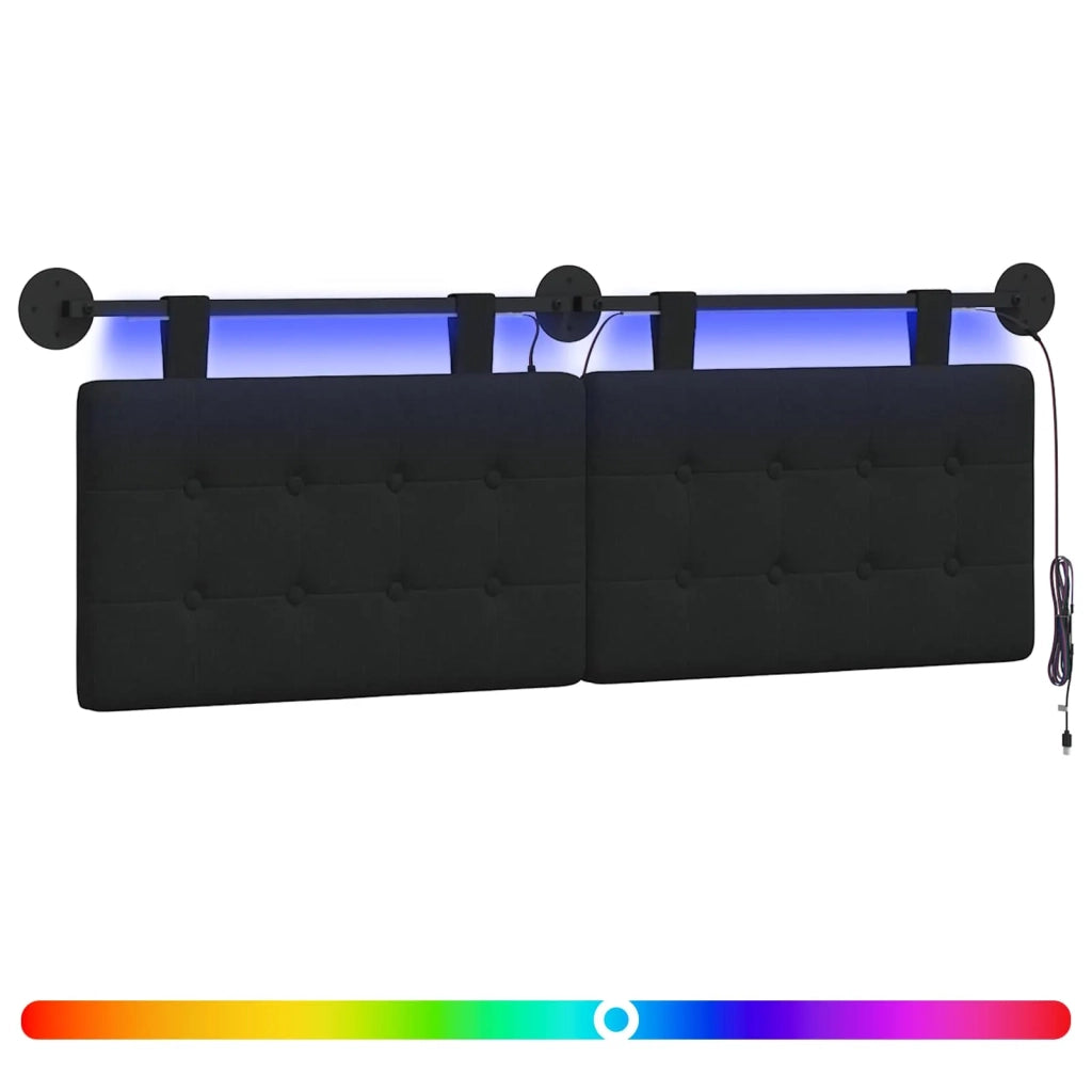 Testiera sospesa Con luce LED Nero Tessuto 3424431