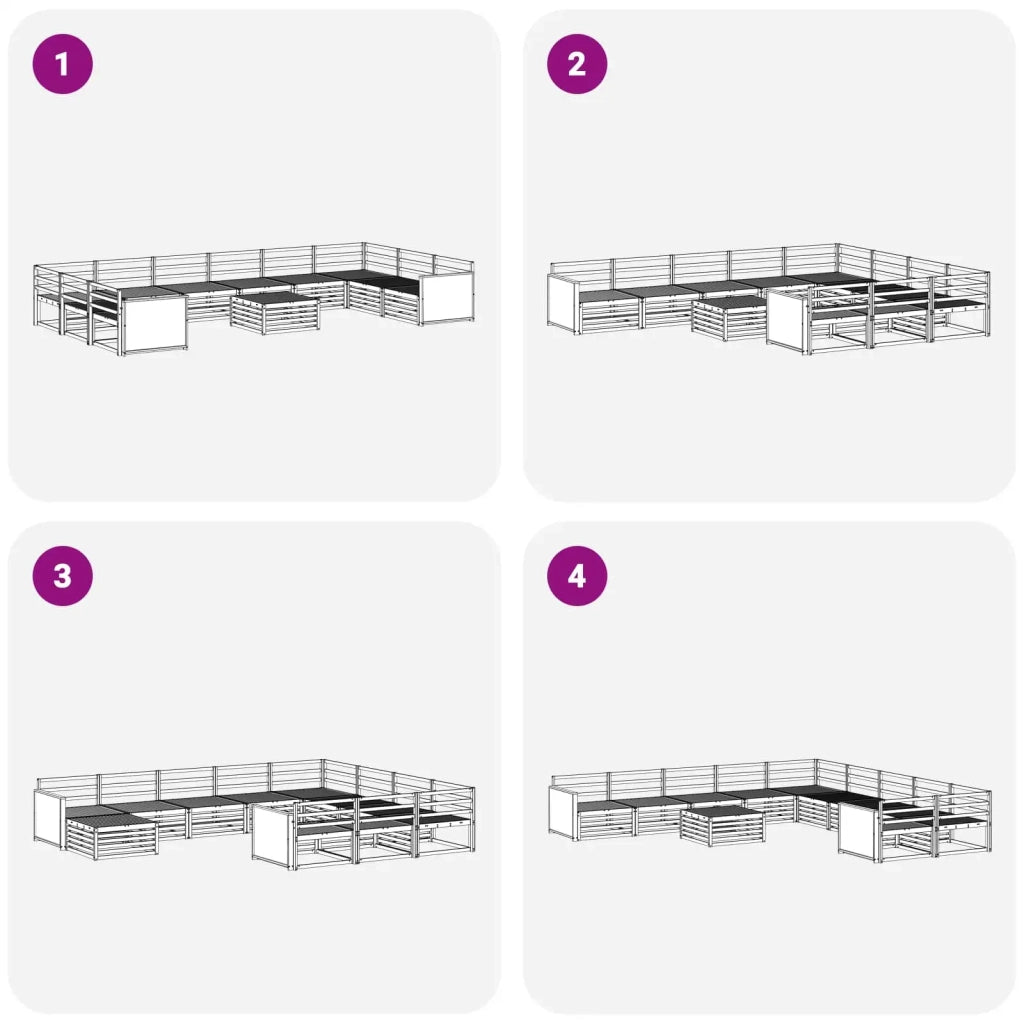 Set divani 11 pz Legno di Acacia Massello 3383922
