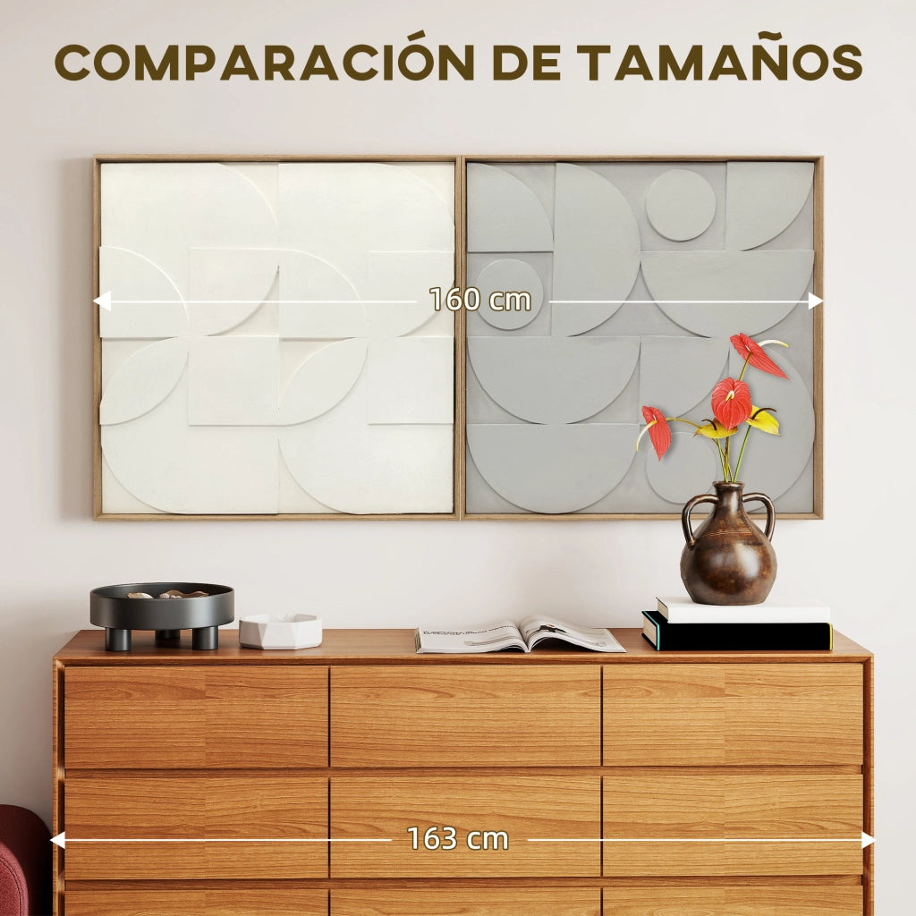 Decorazione Parete 3D in Legno ¨C Minimal ¨C Bianco 2 Pezzi