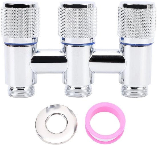 Dividere Acqua - Tre Vie - Distributore Acqua - Flessibile G1/2 - Regolazione Indipendente - Adatto per Bagno/Terrazza - Sostenibile e Stabile - Valvola di Regolazione dell'Acqua