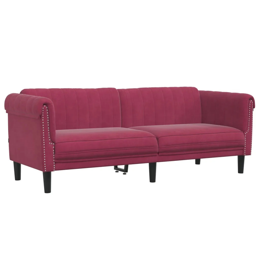 Set di Divani 2 pz Rosso Vino in Velluto