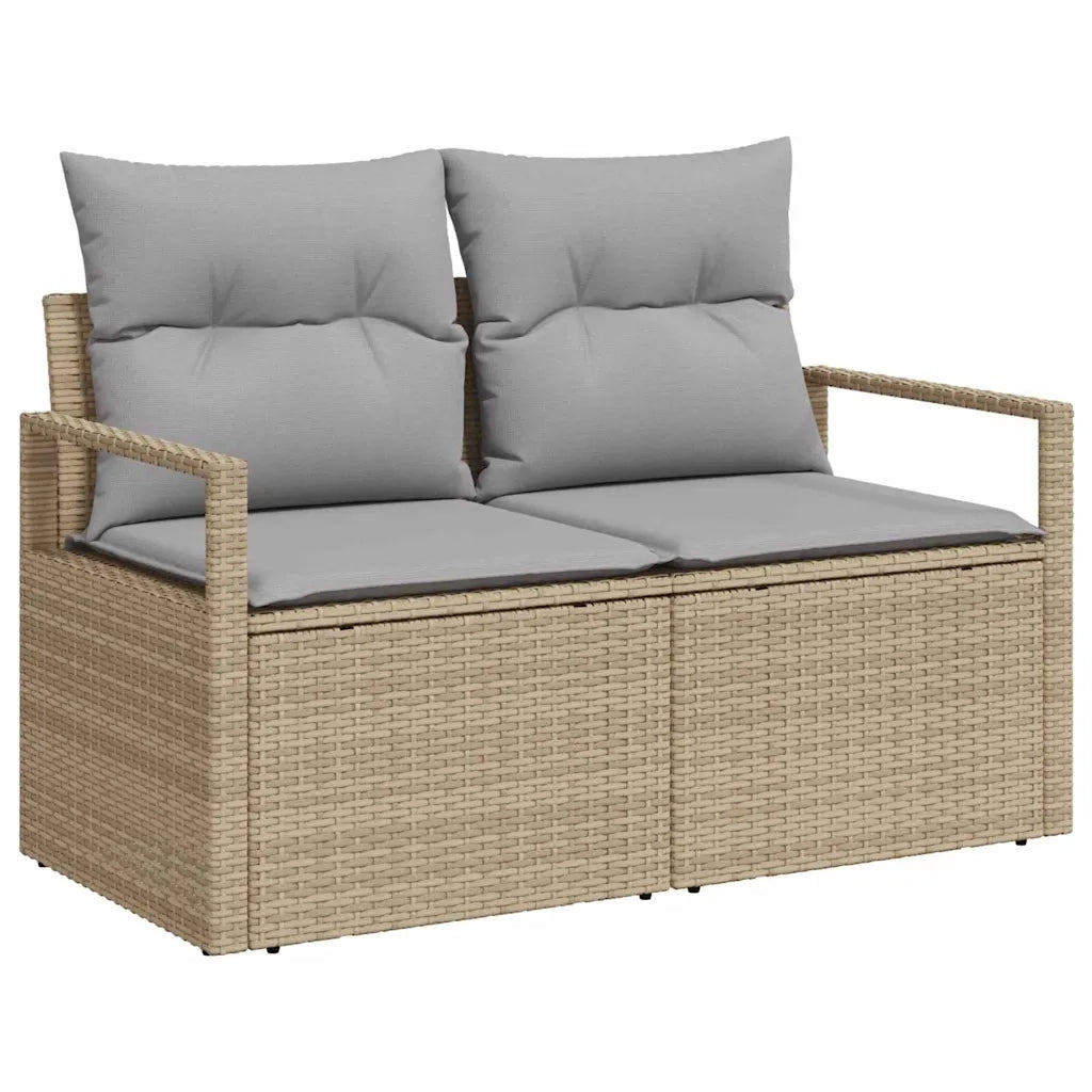 Set Divano da Giardino con cuscino 13 pcs Beige polyrattan