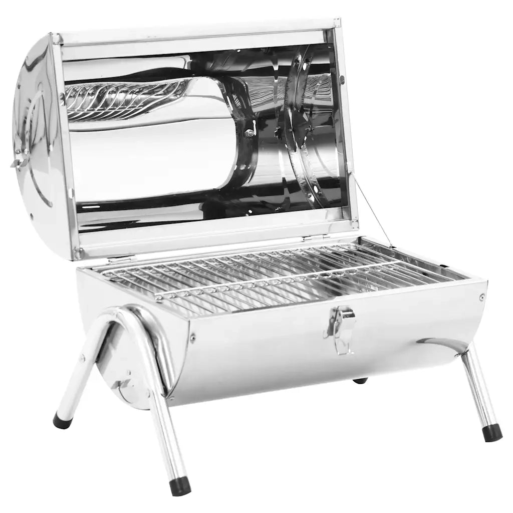 Barbecue da Tavolo Portatile in Acciaio Inox con Doppia Griglia 47852