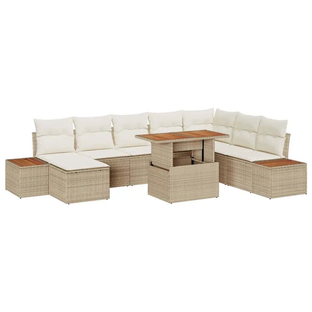 Set da Pranzo per Giardino con cuscino 9 pcs Beige e Crema 3350098