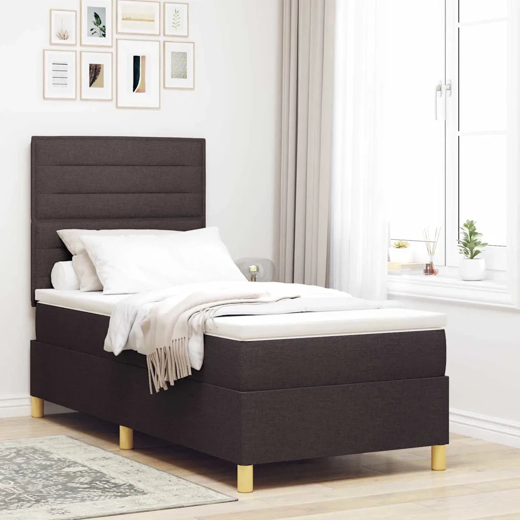 Letto a molle con materasso Marrone Scuro 100 x 200 cm Tessuto 3339521