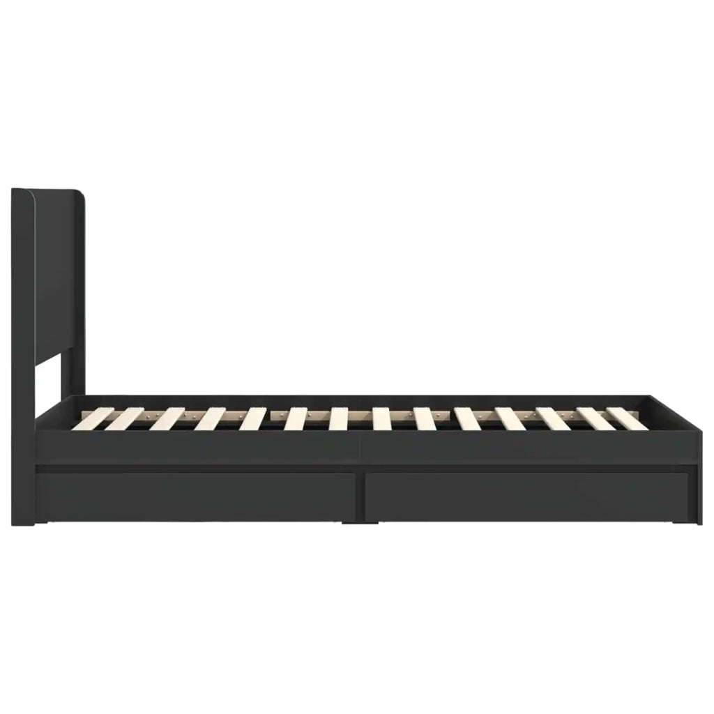 Struttura del letto con stoccaggio e testata Nero 90 x 190 cm 3414062