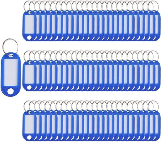Etichette identificative 100 pezzi con anello di chiusura (Blu, 5 x 2,2cm)