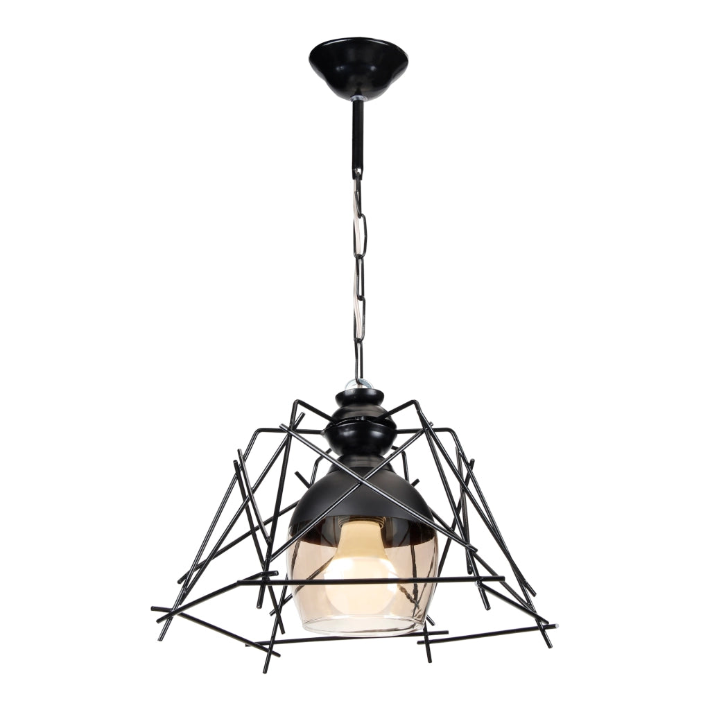 Lampada a Sospensione 'Bedford' con Paralume in Metallo Effetto Filo Spinato - Nero [lux.pro]
