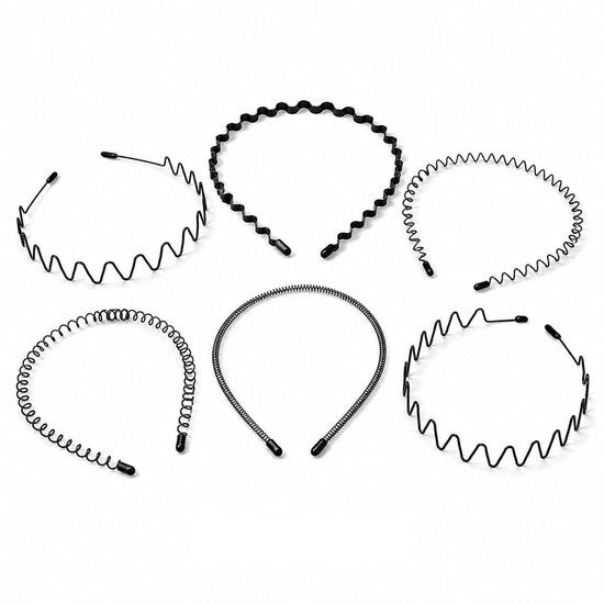 Cintura per capelli unisex - 6 pezzi - Cintura metallica per capelli - Cintura per capelli ondulata nera - Leggero - Materiale duraturo