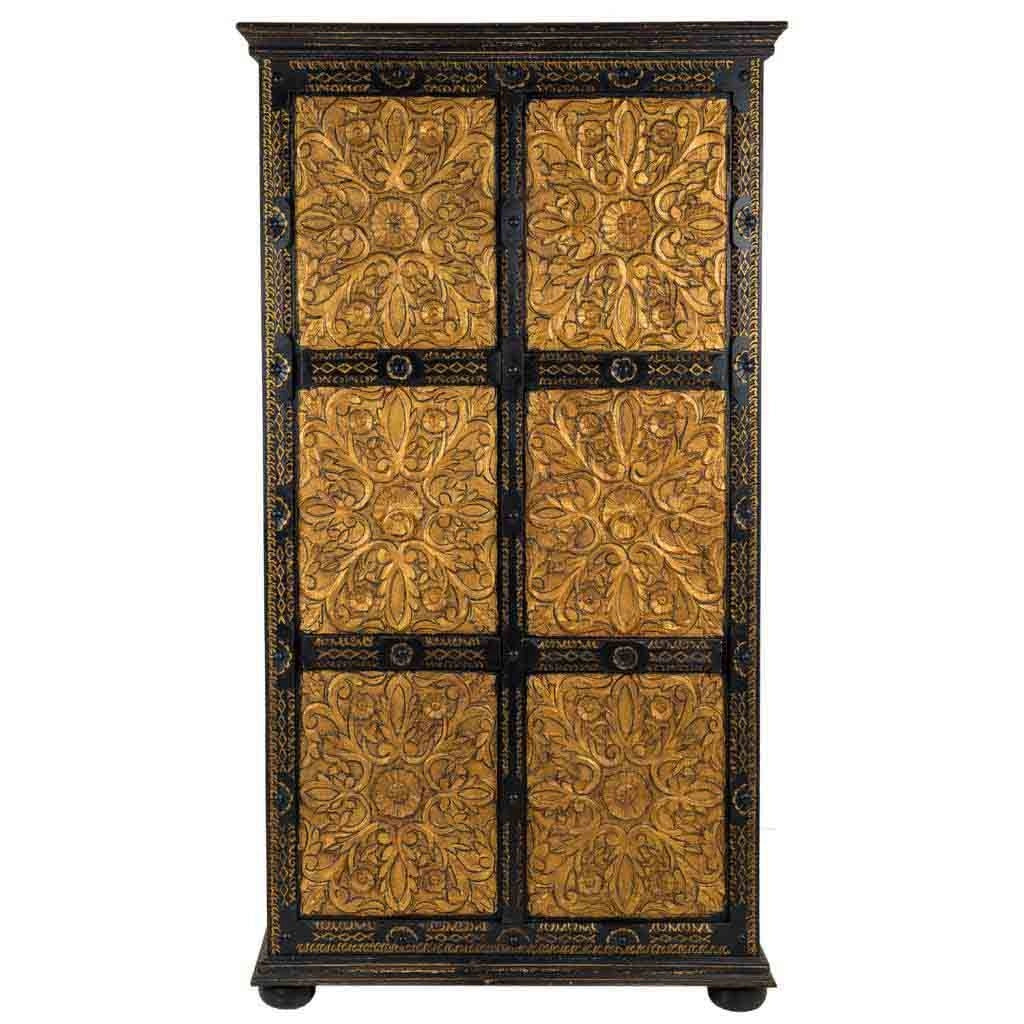 Mobile in legno intagliato nero 102x44x183h