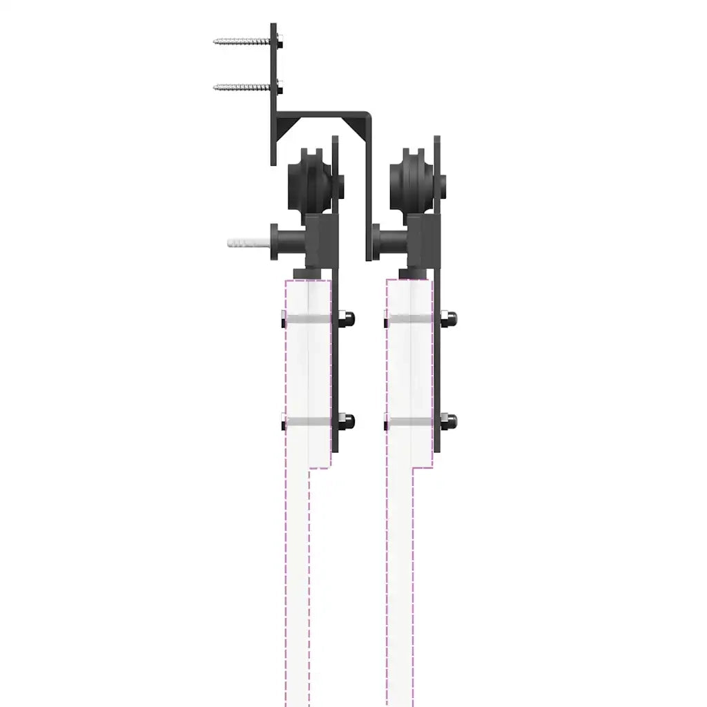 Kit di Binari per Porte Scorrevoli 200 cm Acciaio Nero 3295722