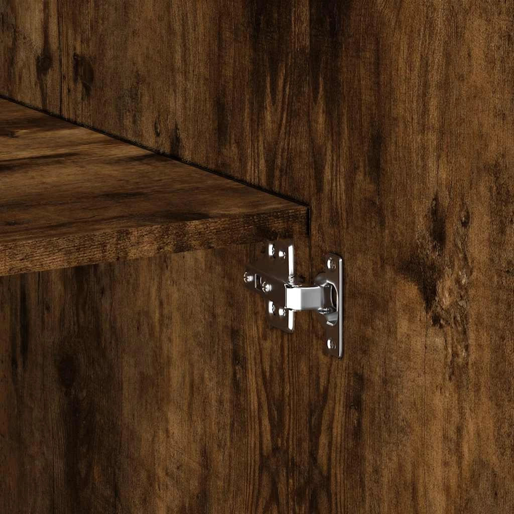Mobile contenitore alto multifunzionale 70 x 42,5 x 225 cm in legno composito effetto rovere affumicato 02_0055578