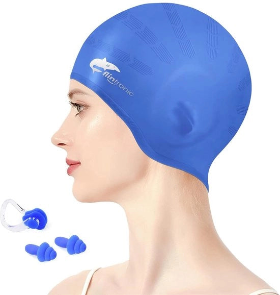 Cappello da bagno in silicone per capelli lunghi - unisex - idoneo per capelli lunghi - impermeabile e ipoallergenico - comodo - protezione contro il cloro