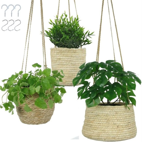 Piantaglia vaso pendente natura 3 pezzi