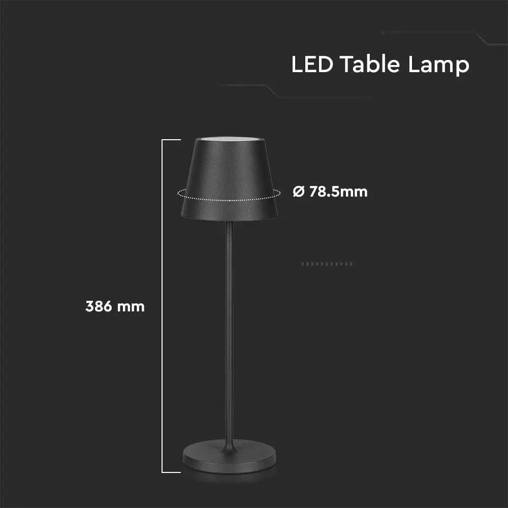 Trade Shop - Lampada Da Tavolo Led Dimmerabile Touch Nera Wireless Luce Bianca Calda 3000k 2w -