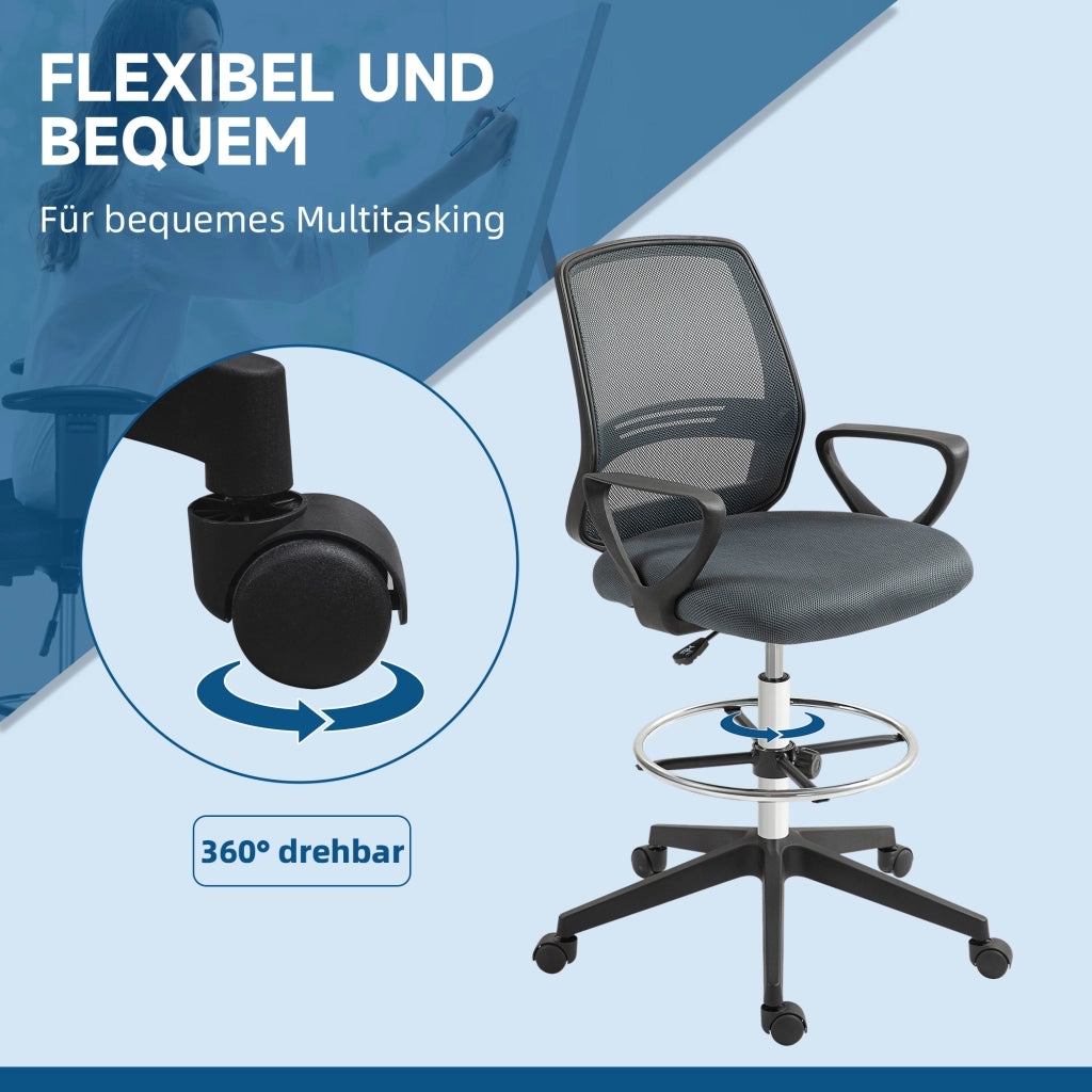 Sedia da Ufficio Ergonomica con Braccioli e Poggiapiedi Regolabile ¨C Minimal ¨C Grigio