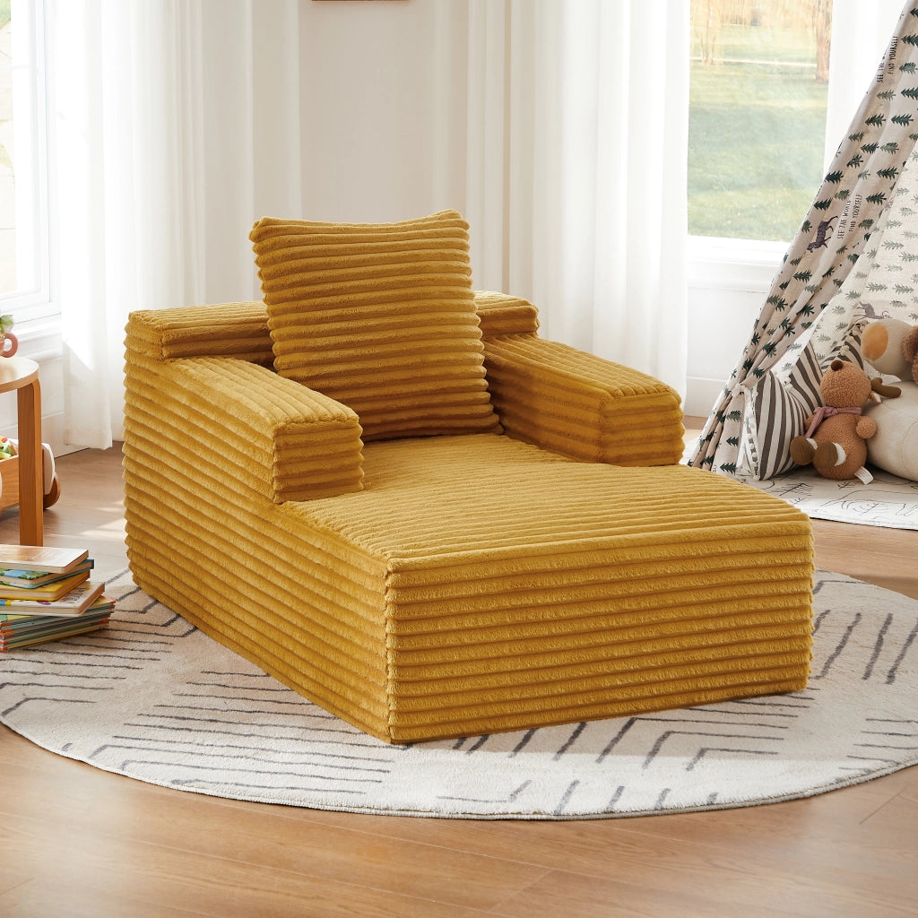 DIVANO Chaiselongue in velluto a coste Giallo
