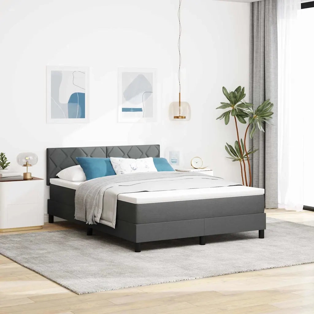 Letto a molle con materasso Grigio scuro 140 x 190 cm Tessuto 3342283
