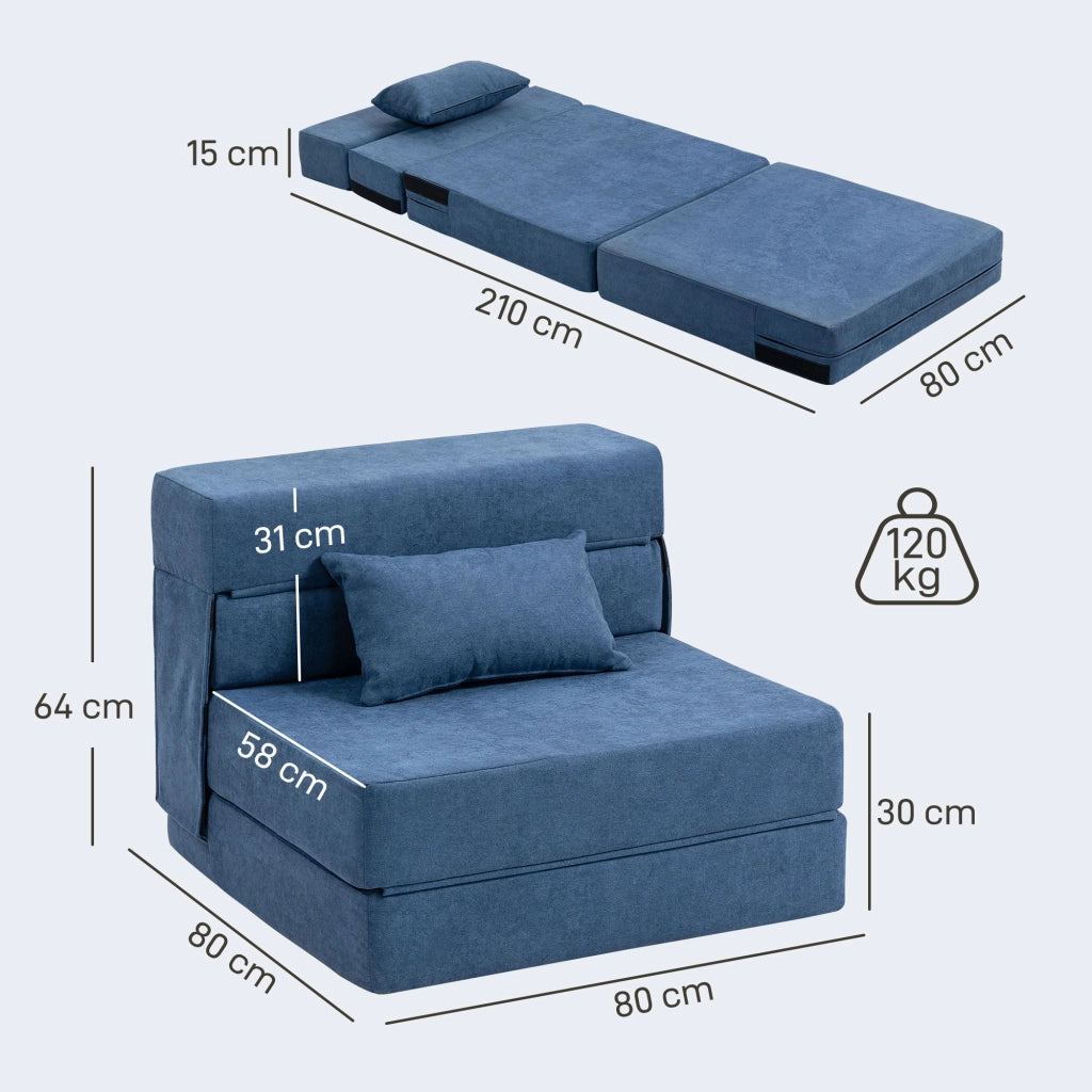 Divano letto imbottito ¨C Minimal ¨C blu scuro